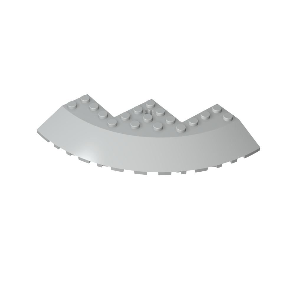 Ziegelstein, runde Ecke, 10 x 10, mit 33° geneigter Kante, Achsloch, Facettenausschnitt - MyGobricks