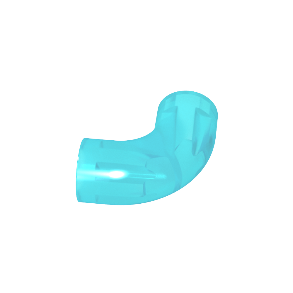 Runder Ziegelstein, 1 x 1 Durchmesser, Rohr mit 90-Grad-Kniestück (2 x 2 x 1) und Achslöchern (Querlöchern) an jedem - MyGobricks