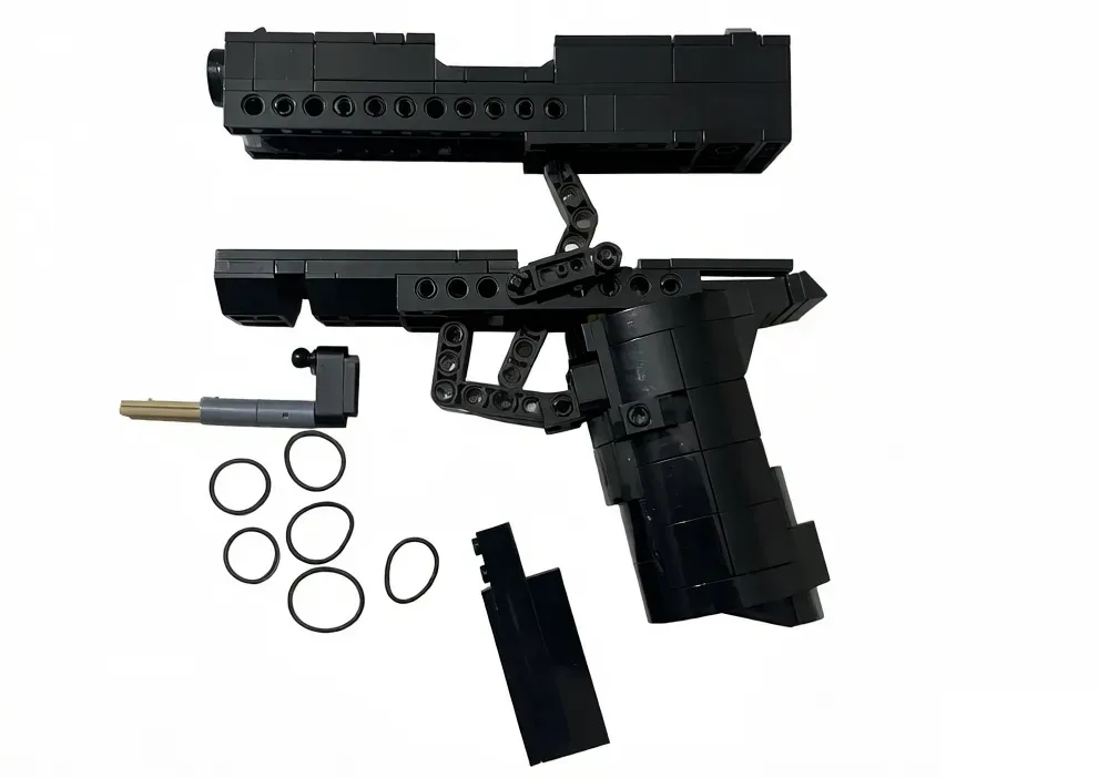 Glock 43X Soft-Launch Modell aus Klemmbausteinen – Spielzeug-Waffen-Sets aus Bausteinen – GOBRICKS x MOCERS Kollaboration: Brick Zone
