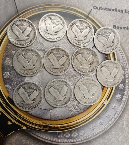 Silver Standing liberty Quarters  lot of 11  full dates coins     TP-9851 - Picture 2 of 2
