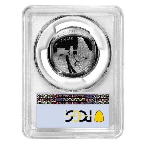 2019-S Proof 50c Apollo 11 50th Ann. Half Dollar PCGS PR70UC FDOI Flag Label - Picture 2 of 3