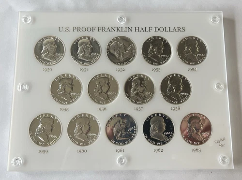 1950-63 Franklin Half Dollar Short Set Proof Capital Plastic - Picture 1 of 2