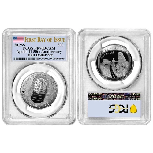2019-S Proof 50c Apollo 11 50th Ann. Half Dollar PCGS PR70UC FDOI Flag Label - Picture 3 of 3