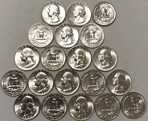 Washington Quarters From OBW Roll Estate 1932-1964 CH-GEM Bu Unc 90% Silver - Picture 3 of 11