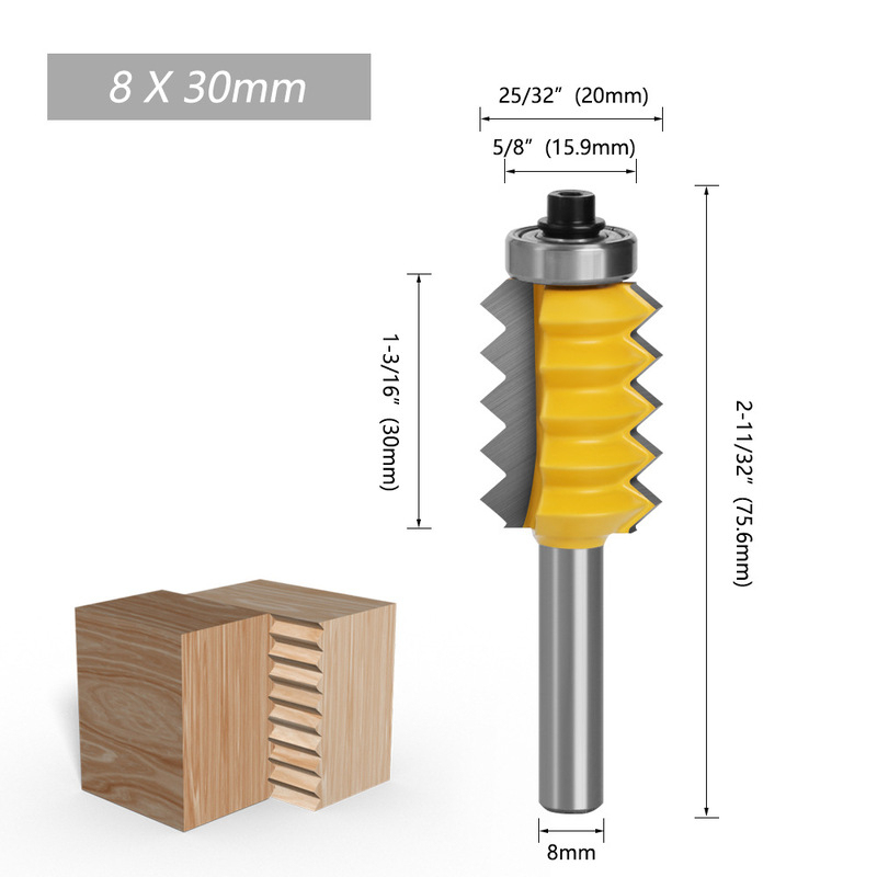 8mm shank Multi-tooth mortise and tenon cutter Woodworking cutter Line cutter Grooving cutter Wavy s