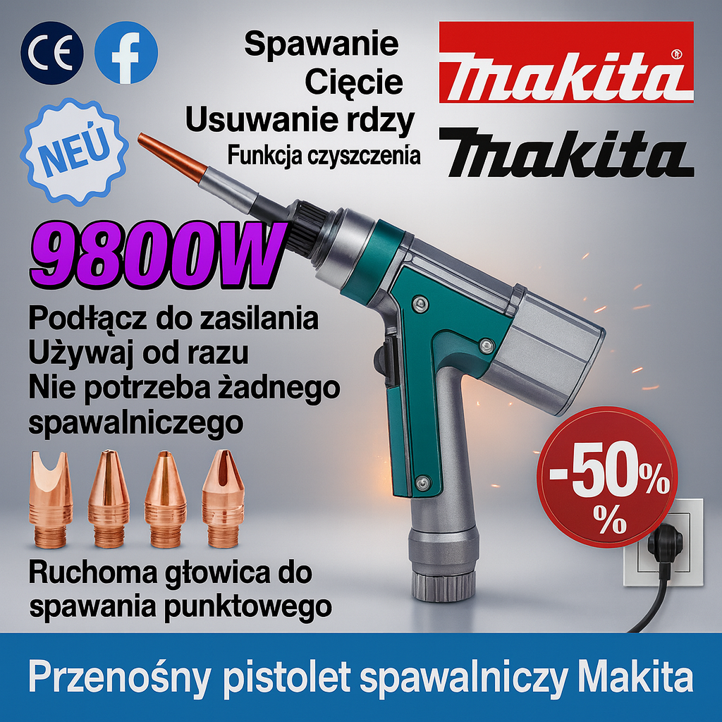 ⭐️⭐️⭐️⭐️⭐️[74% zniżki!] Przenośny i wielofunkcyjny pistolet do spawania laserowego Makita 15000W 4 w 1