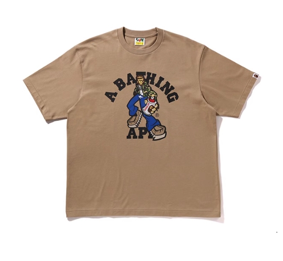 BAPE メンズ 25th 春夏 ウォッシュ加工 エイプ レタープリント 半袖 Tシャツ 109351O