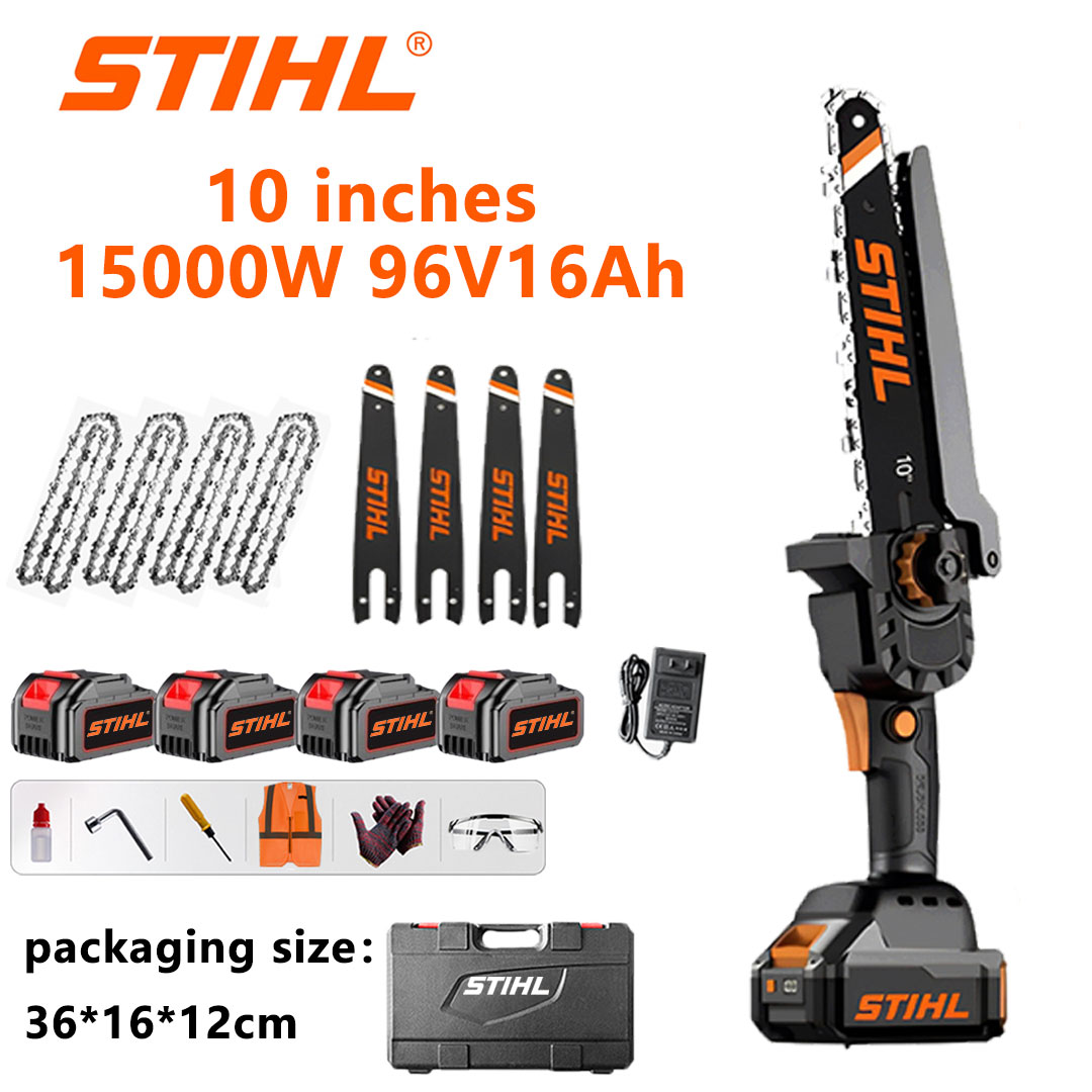 🔥STIHL akumulatorska verižna žaga 10 palcev (10 palcev) z močjo 15.000 W, dolgim ​​ročajem in raztegljivim rezilom za veje.