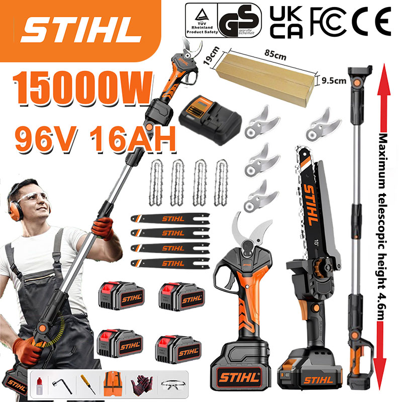 🔥STIHL akumulatorska verižna žaga 10 palcev (10 palcev) z močjo 15.000 W, dolgim ​​ročajem in raztegljivim rezilom za veje.