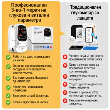 🌟Omron™ гордо го претставува својот сосема нов неинвазивен паметен монитор за гликоза во крвта 🔥Произведено во САД🔥