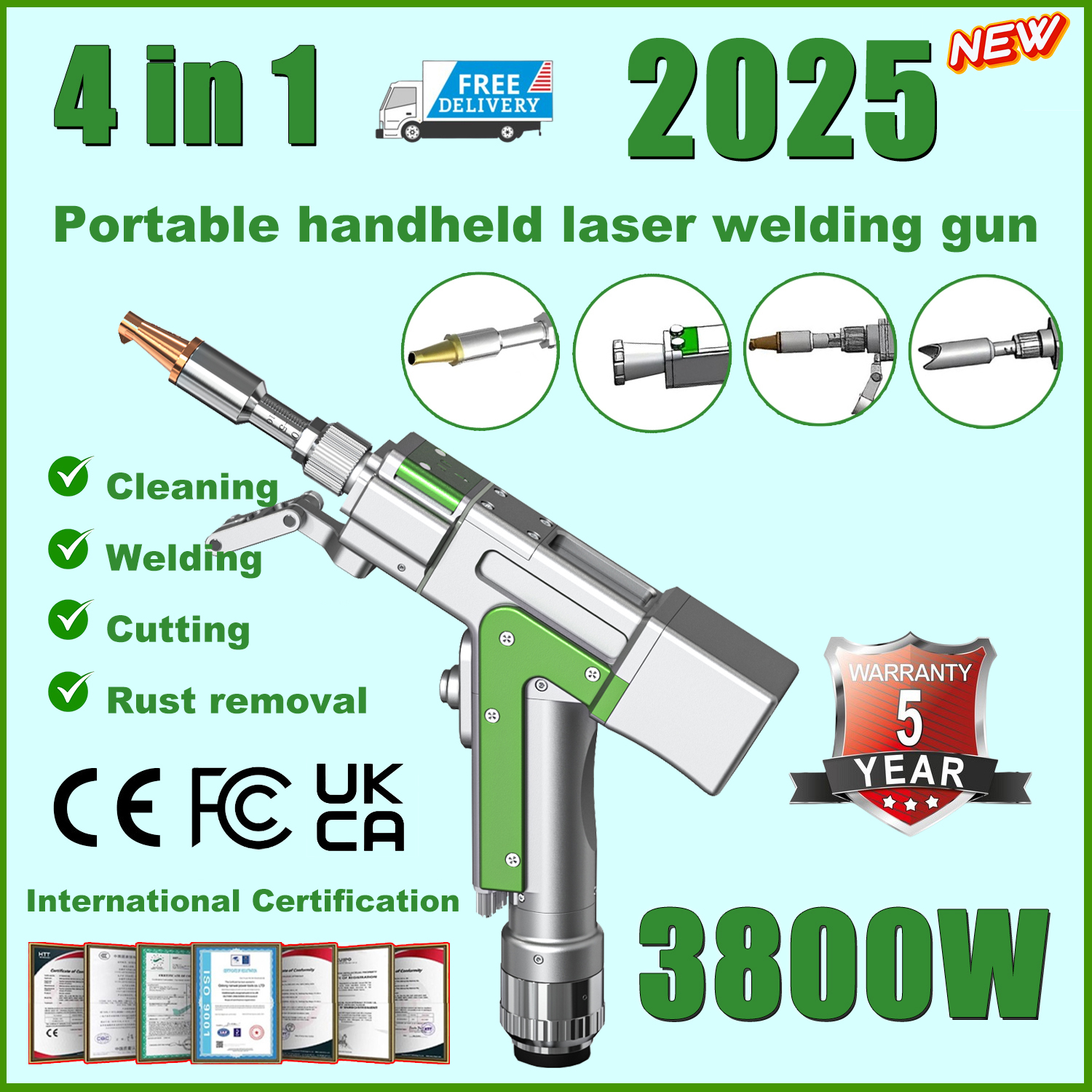 4-in-1 laser welding (welding/cutting/rust removal/weld cleaning)