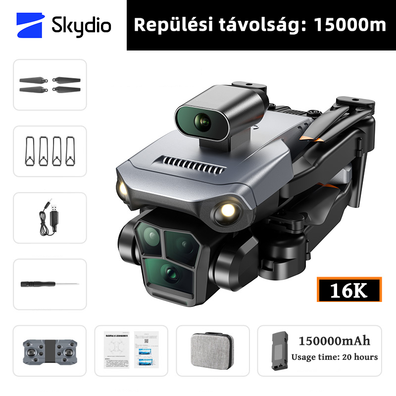 Dron Skydio s trojno kamero. Kakovost slike 16K, 120fps. Konfigurirajte toplotno sliko