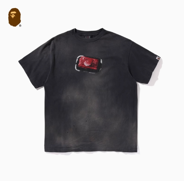 BAPE 共同ブランド メンズ 春夏 ひび割れプリント 特殊染め柄 半袖Tシャツ 109902M