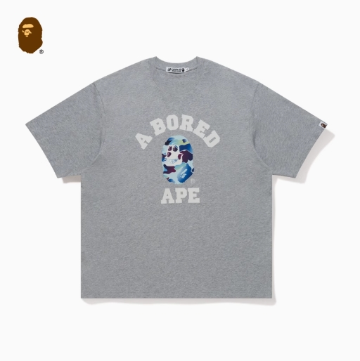 BAPE X BAYC連名メンズ24th秋冬迷彩猿文字プリント半袖Tシャツ110909N