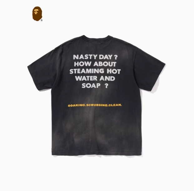 BAPE 共同ブランド メンズ 春夏 ひび割れプリント 特殊染め柄 半袖Tシャツ 109902M