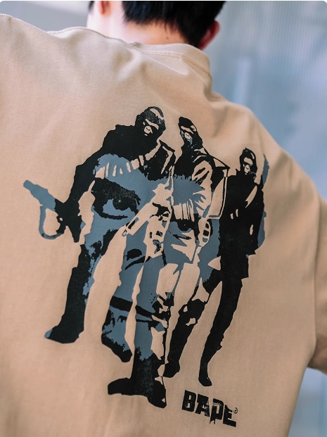 BAPE メンズ 春夏 エイプアーミー レター柄 プリント 半袖 Tシャツ 110350M