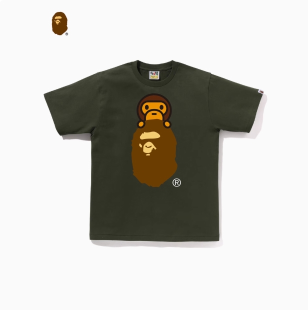 BAPE メンズ 25th 春夏 スペシャルダイエイプレタースプレーペイント柄プリント半袖Tシャツ 109345O