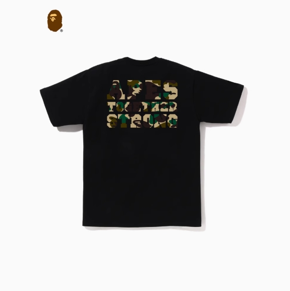 BAPE メンズ 24th 秋冬 迷彩 猿 文字 プリント 半袖 Tシャツ 110015N