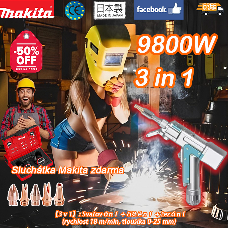 Laserová svařovací pistole 4v1 Makita 15000W (svařování + čištění + řezání + odstraňování rzi