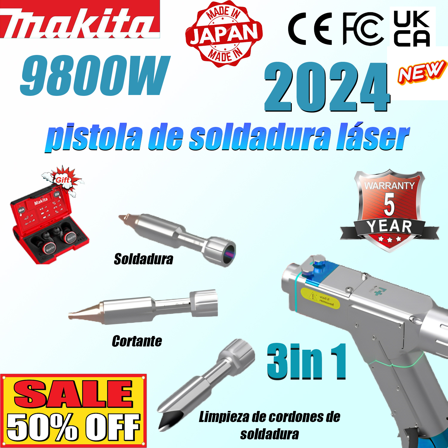 ⚡Pistola de soldar láser 15000W 4 en 1