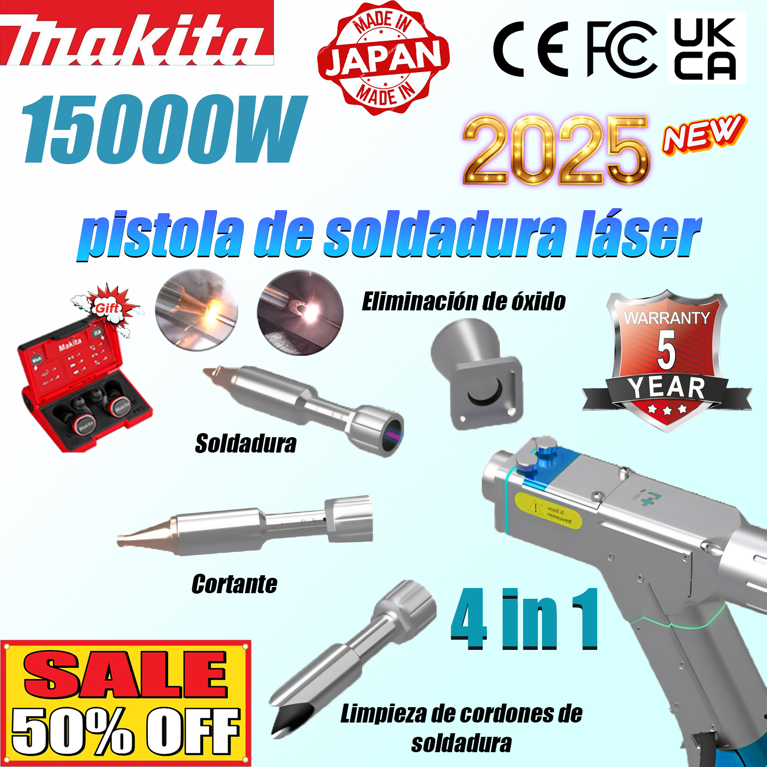  ⚡Pistola de soldar láser 15000W 4 en 1