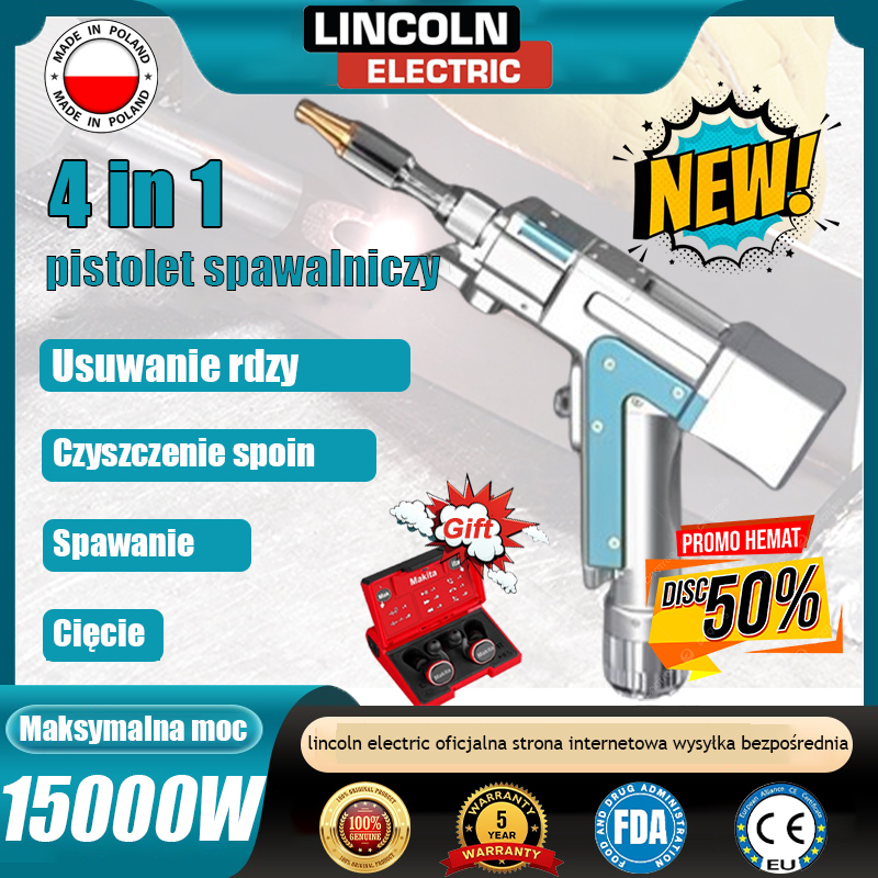 ❤️‍🔥lincoln electric 15000W Laser Welding Gun Cztery w Jednym (Spawanie + Czyszczenie + Cięcie + Usuwanie Rdzy)
