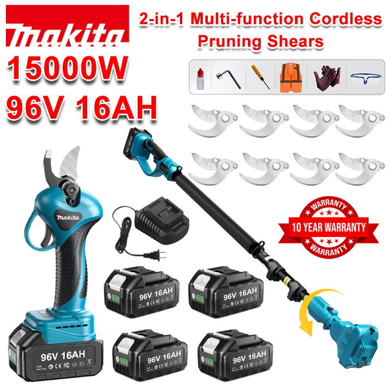 Tijeras de podar inalámbricas Makita con batería de litio y pértiga telescópica de 4,5 m