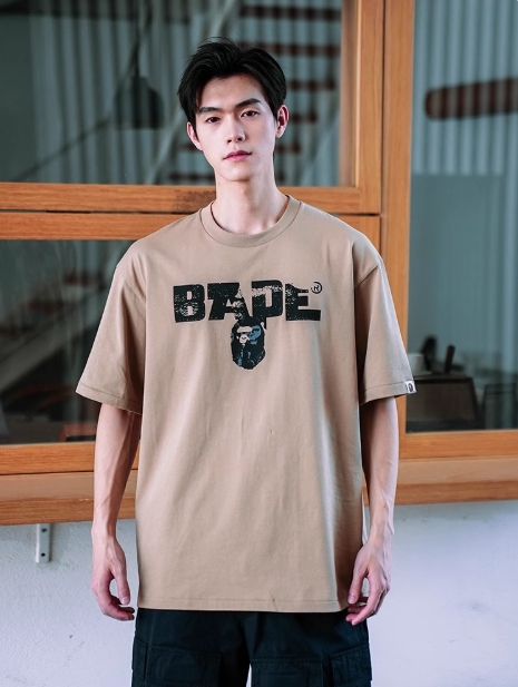 BAPE メンズ 春夏 エイプアーミー レター柄 プリント 半袖 Tシャツ 110350M
