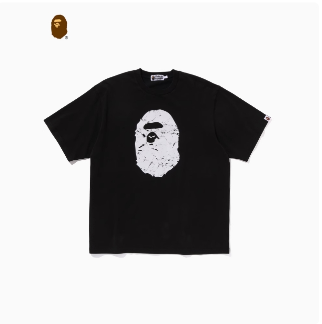 BAPE メンズ 25th 春夏 ウォッシュ加工 エイプ レタープリント 半袖 Tシャツ 109351O