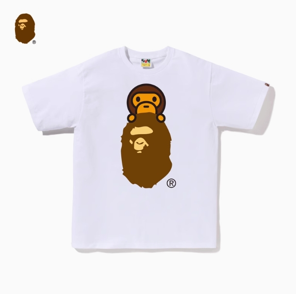 BAPE メンズ 25th 春夏 スペシャルダイエイプレタースプレーペイント柄プリント半袖Tシャツ 109345O