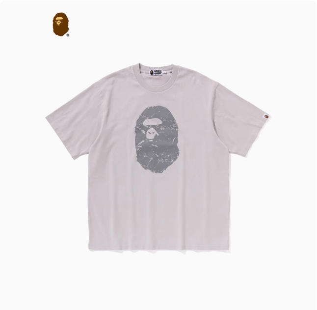 BAPE メンズ 25th 春夏 ウォッシュ加工 エイプ レタープリント 半袖 Tシャツ 109351O