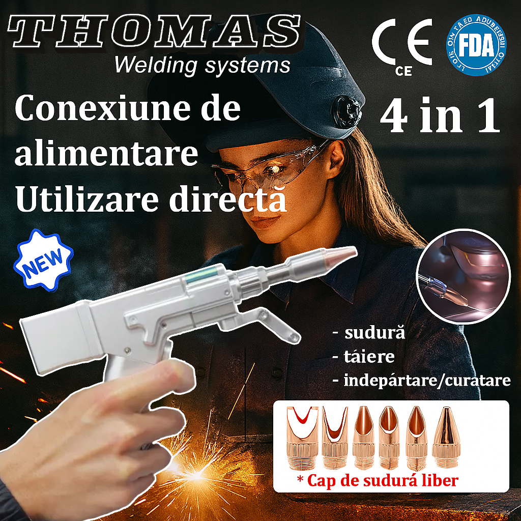 🔥Pistol de sudură cu laser portabil 4 în 1 de la Thomas Welding Systems, 6000W.