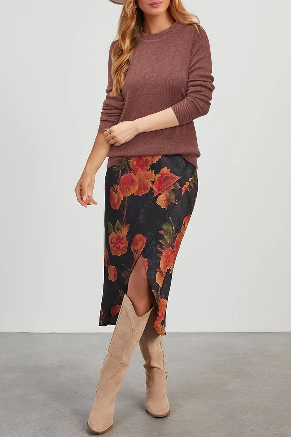 Women's Wool Blend Classic Crew Neck Casual Sweaters