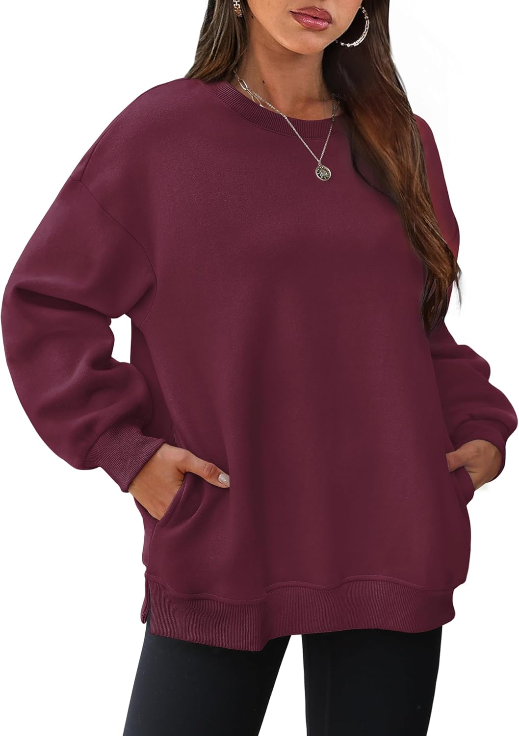 2025 New Women's Oversized Sweatshirts Crewneck Long Sleeve Fleece Pullover with Pocket(buy 2 10% OFF!!)