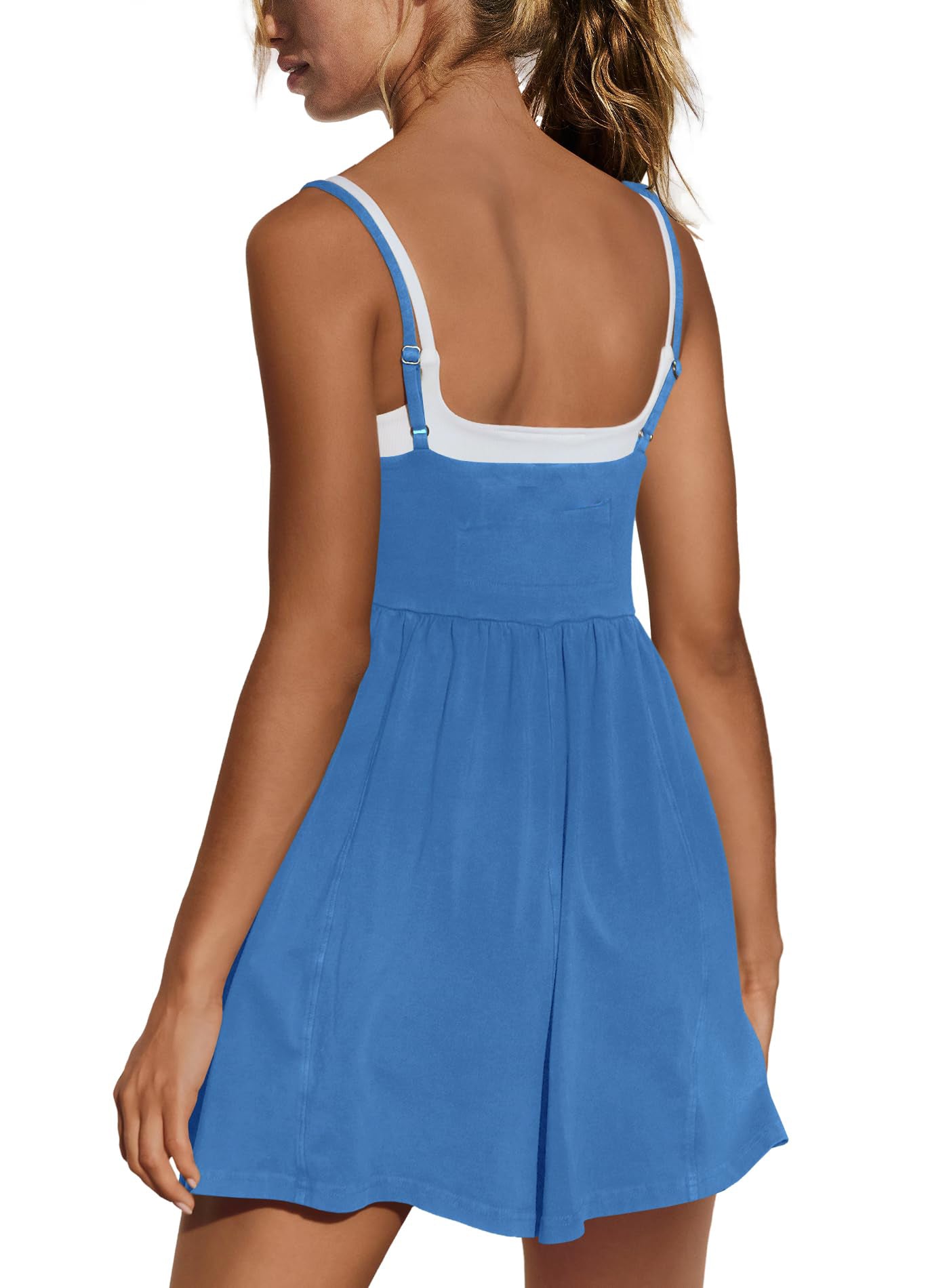 Women's Summer Sleeveless Strappy Athletic Romper-with Pocket