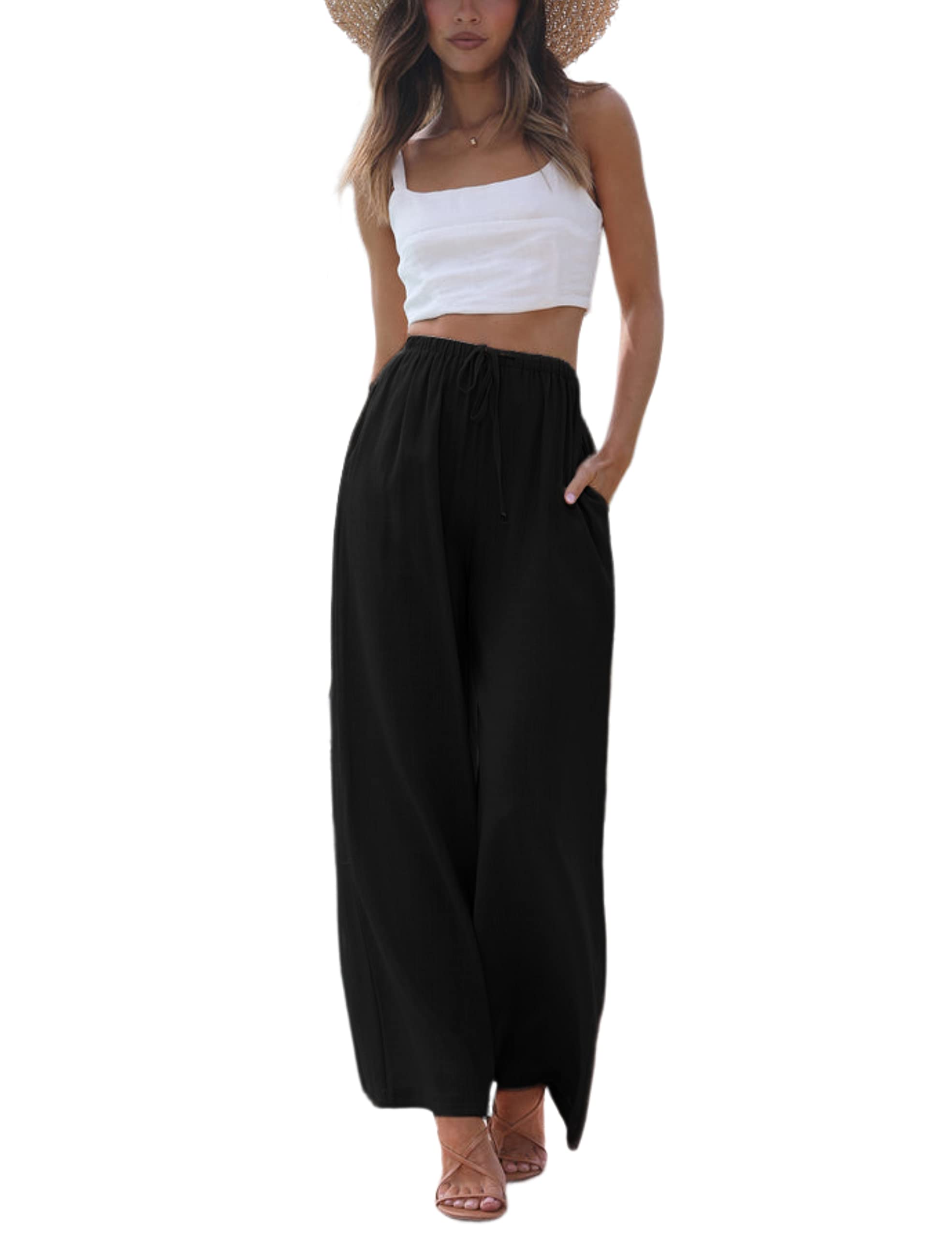 Women's Summer Wide Leg Cotton Linen Pants