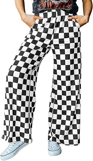 Women's Cute Casual Plaid Pants Loose Wide Leg Pants with Pockets(BUY 2 FREE SHIPPING)
