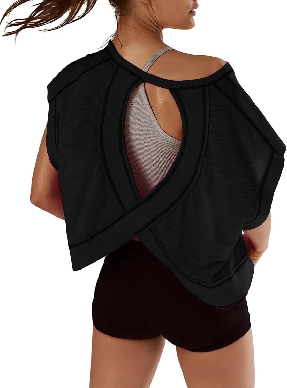 Women’s Athletic Gym Open Back Workout Tops
