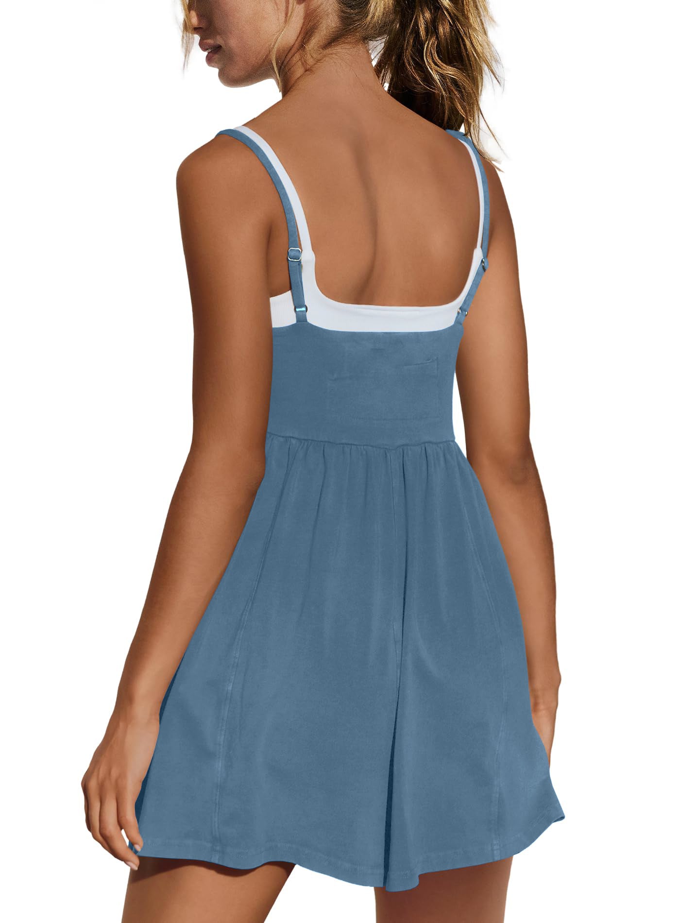 Women's Summer Sleeveless Strappy Athletic Romper-with Pocket