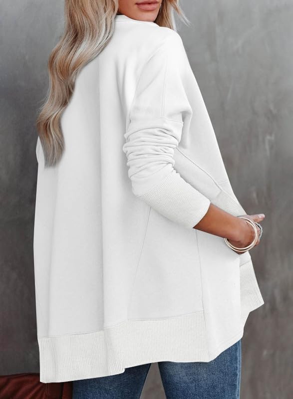 Women's Casual Oversized Half Zip Sweatshirts Long Sleeve Solid Color Pullover Jackets with Pockets(Buy 2 Free Shipping)