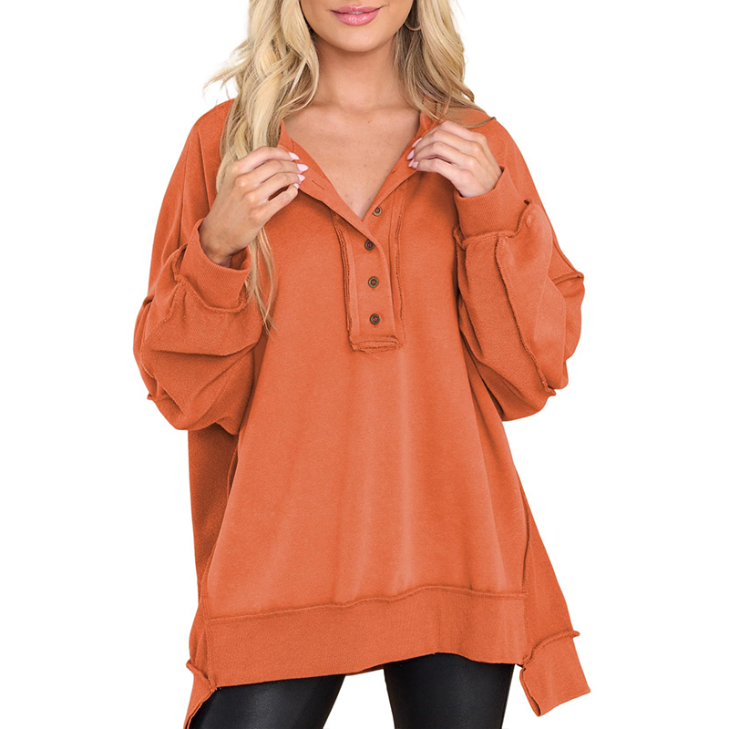 Oversized Henley Casual Buttoned Sweatshirt (Buy 2 Free Shipping)