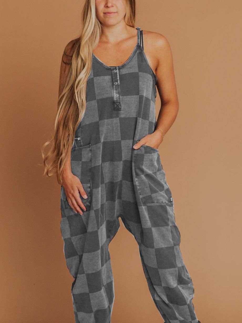 Women's Denim Button Neck Suspender Jumpsuit Casual Overalls(BUY 2 FRRE SHIPPING)