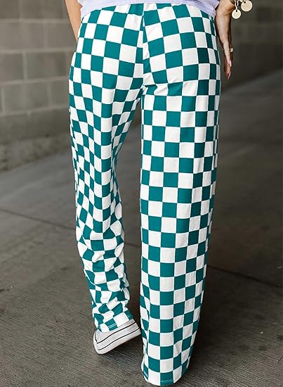 Women's Cute Casual Plaid Pants Loose Wide Leg Pants with Pockets(BUY 2 FREE SHIPPING)