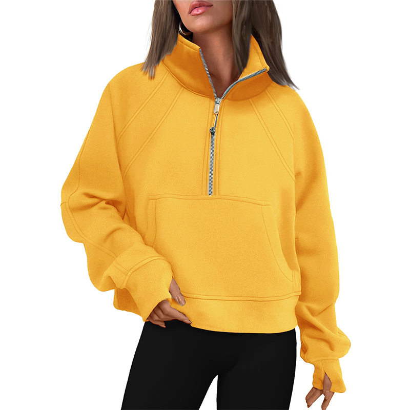 Womens Sweatshirts Half Zip Pullover Fleece Quarter Zipper Hoodies Thumb Hole