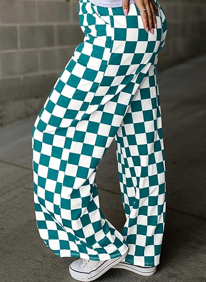 Women's Cute Casual Plaid Pants Loose Wide Leg Pants with Pockets(BUY 2 FREE SHIPPING)
