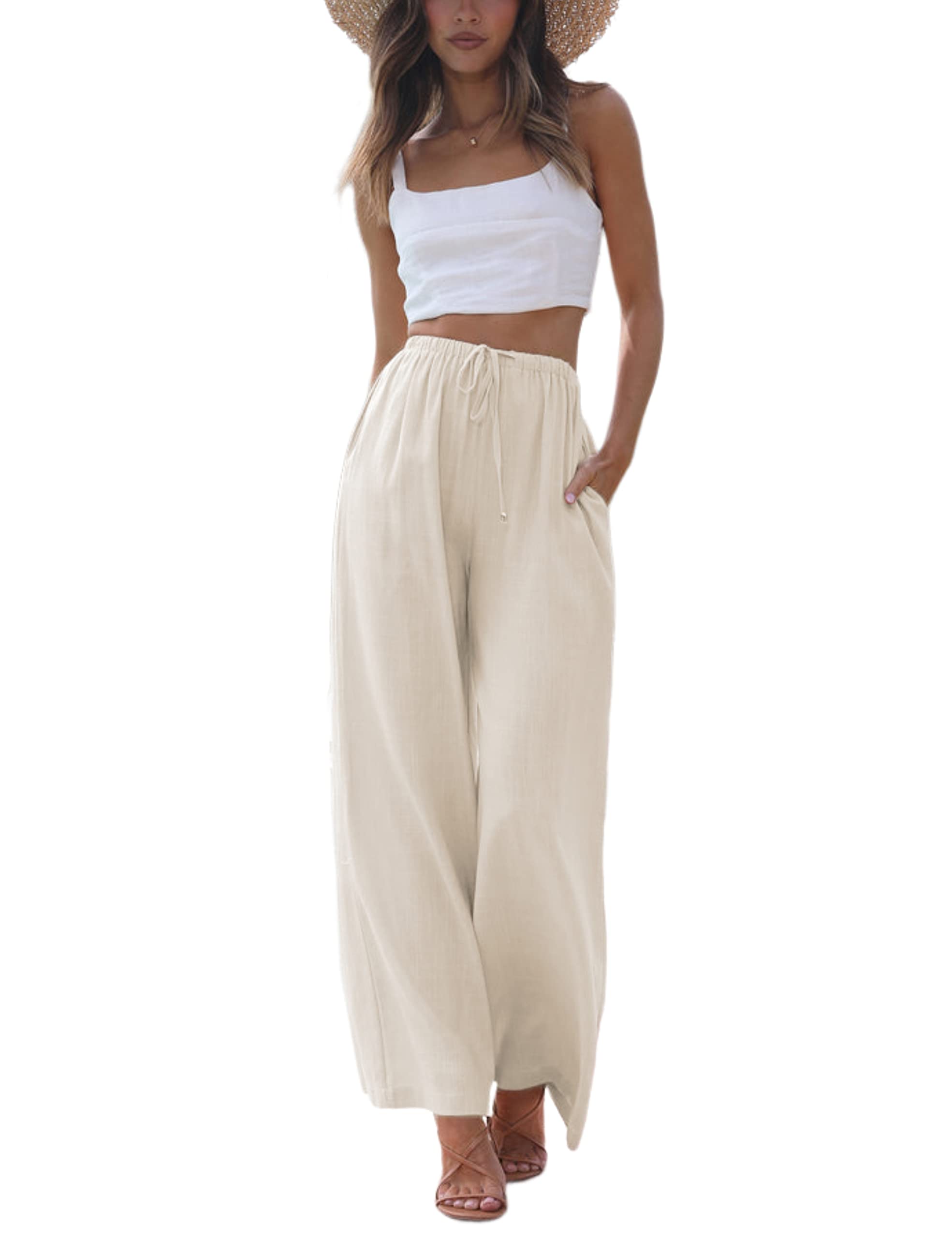 Women's Summer Wide Leg Cotton Linen Pants
