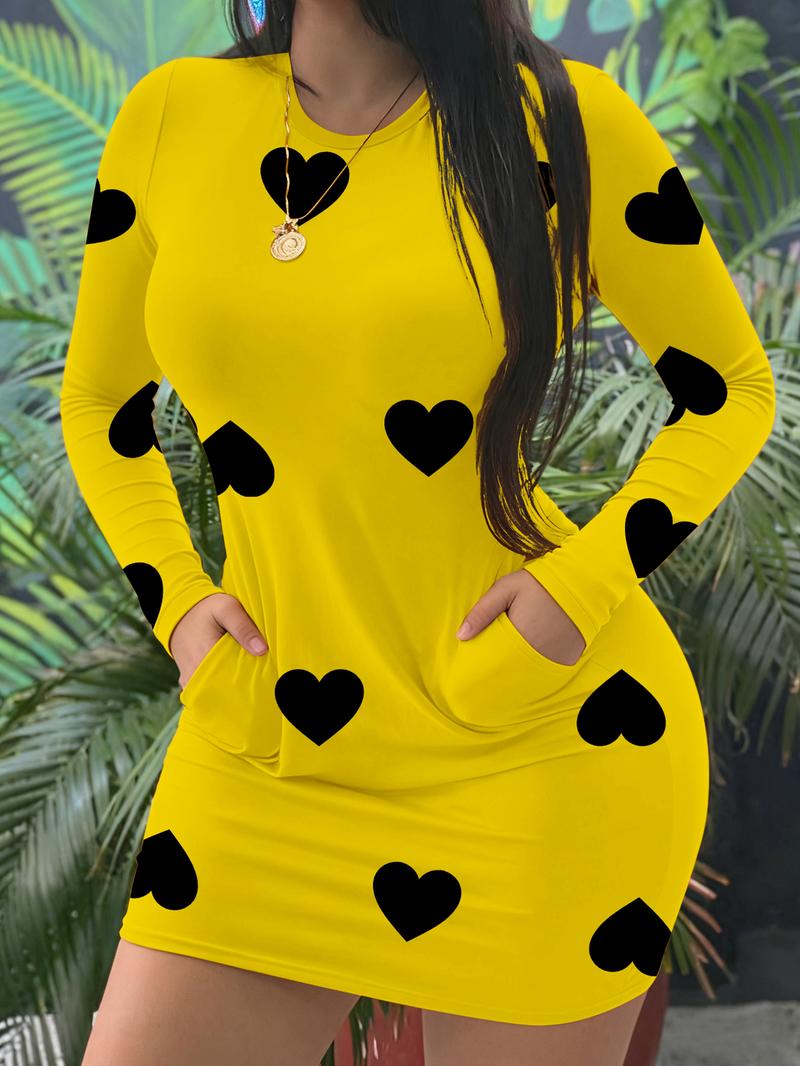 Women's Heart Pattern Long Sleeve Dress