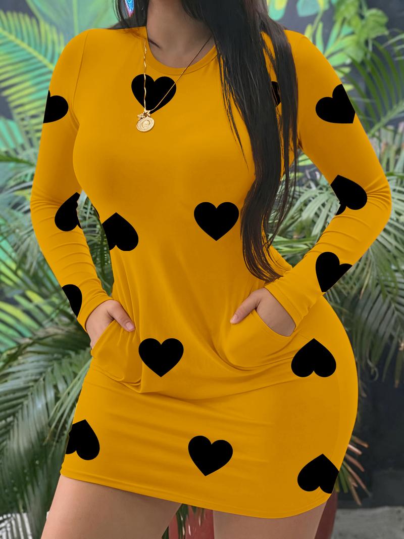 Women's Heart Pattern Long Sleeve Dress