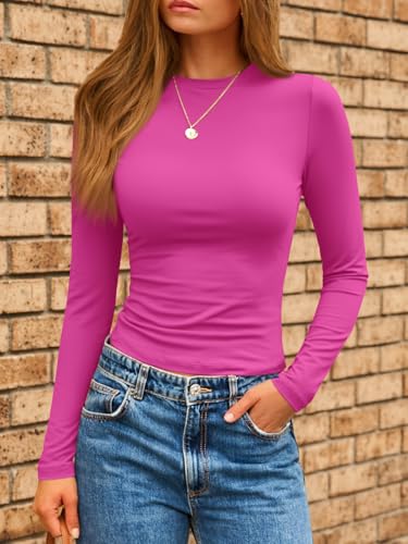 Womens Long Sleeve Shirts Basic Compression Going Out Crop Tops(buy 3 free shipping)