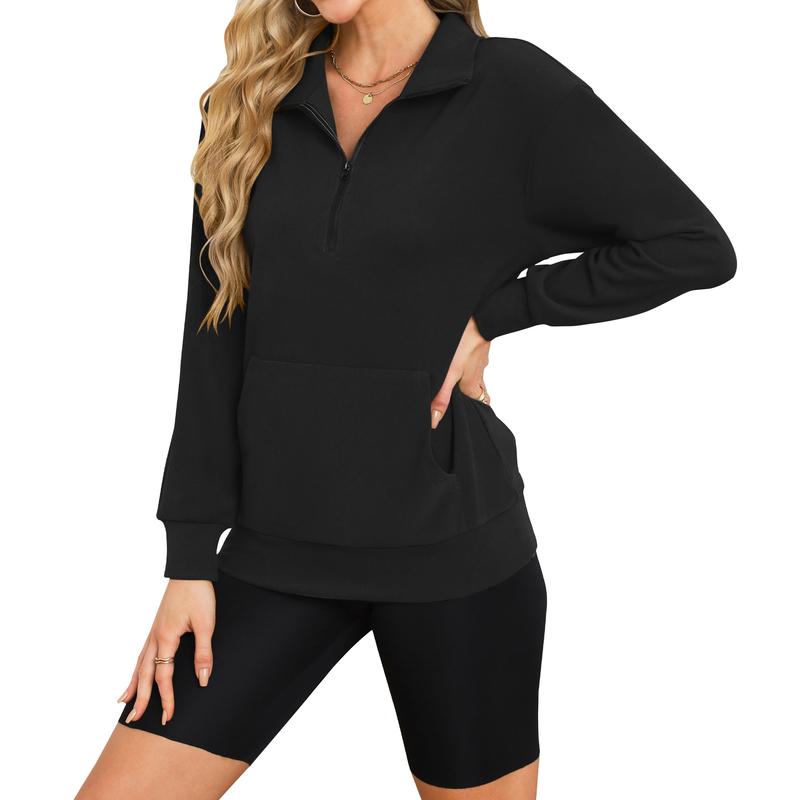 Women's Half Zip Long sleeve Oversized Sweatshirt with Kangaroo Pocket